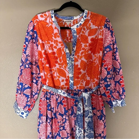 NWT Boden | Alba Tiered Firecracker Gardenia Swirl Cotton Maxi Dress Sz 20-22R - Picture 3 of 11